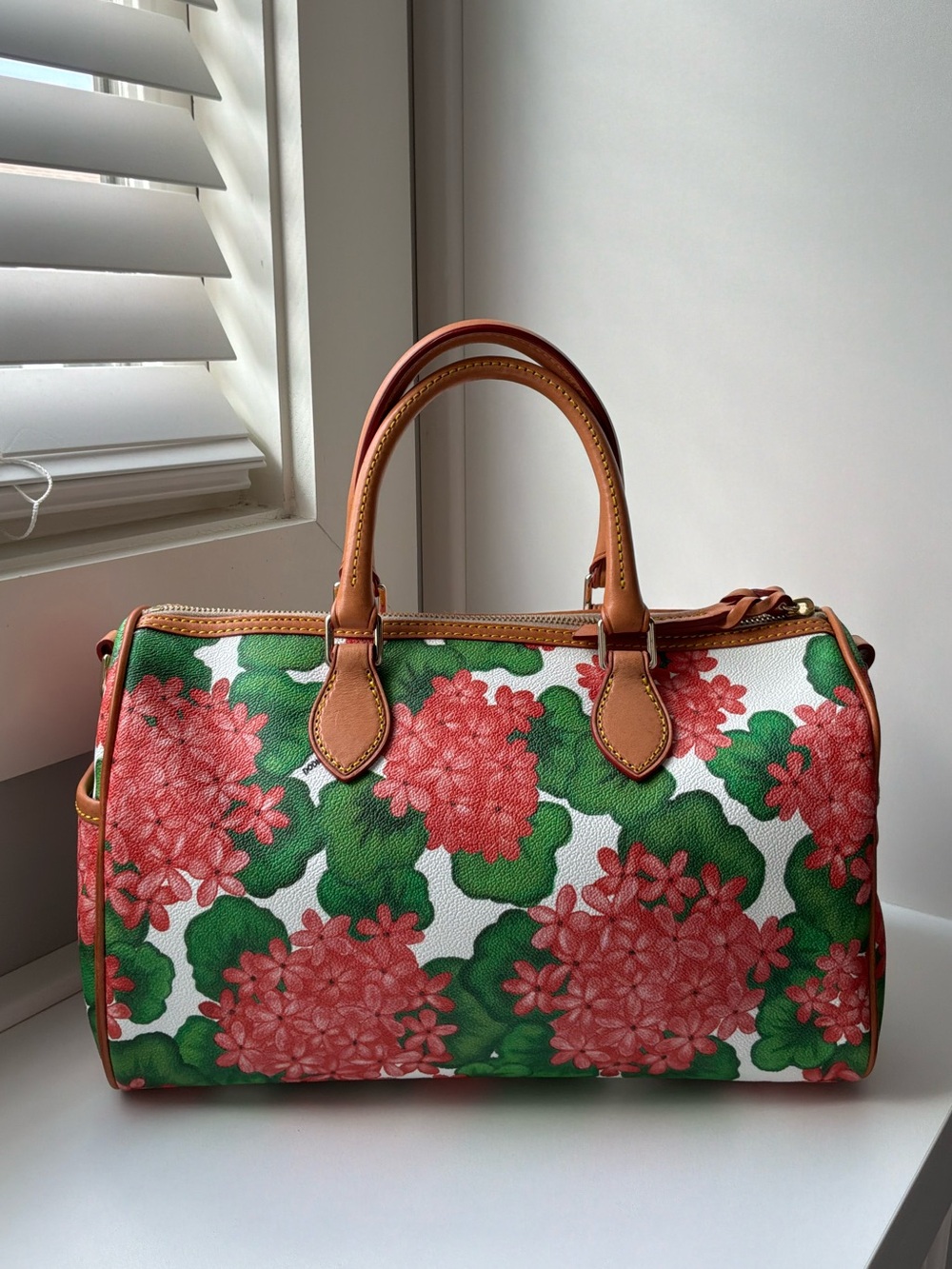 Dooney & Bourke Hydrangea Floral Barrel Satchel. J6266575 - Picture 3 of 16